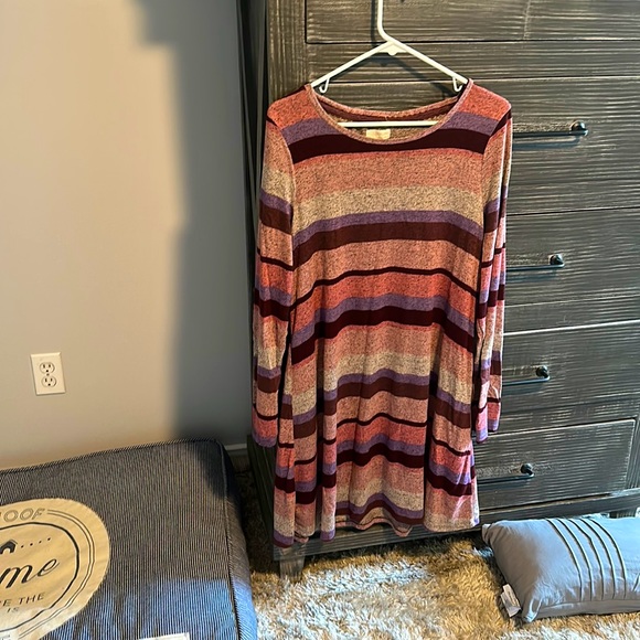 Cupio colorful striped long sleeve sweater/dress. XL. - Picture 1 of 7